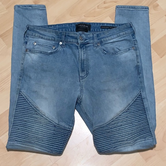 SOLD***Pacsun Active Stretch Stacked Skinny Moto Jeans 34x32 - Picture 3 of 12